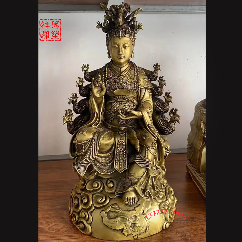 祥狮全铜仿古地母元君地母娘娘大地之母地皇老母圣母三霄娘娘神像