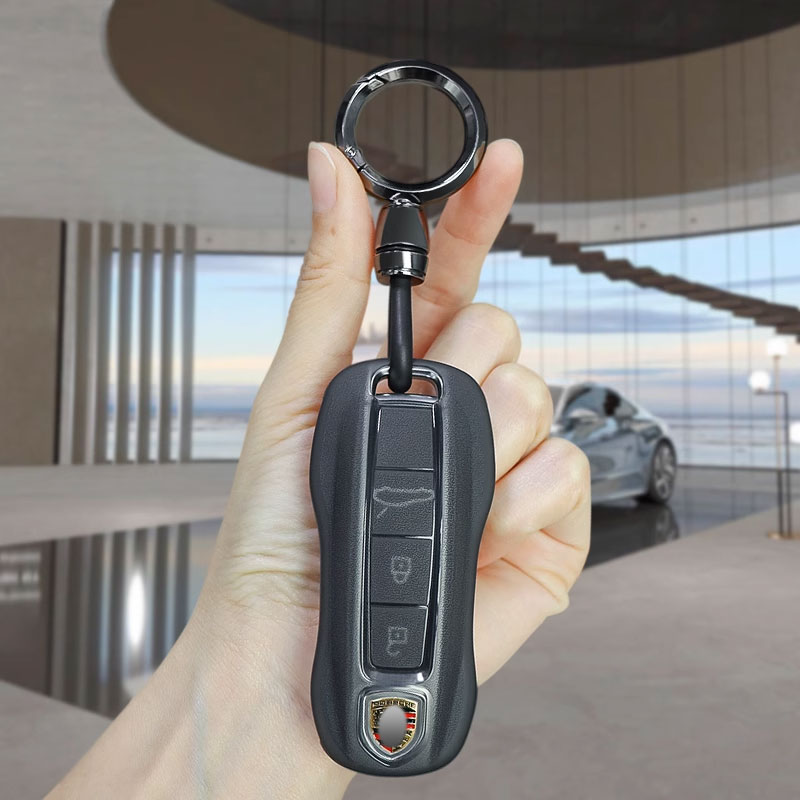 适用于保时捷钥匙套卡宴macan玛卡911/718壳panamera帕美汽车包扣