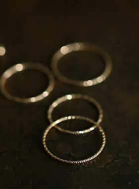 纯银简约车花极细闪亮戒指时髦