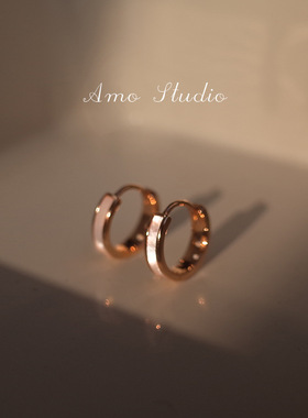 ROMANTICs925纯银简约贝壳耳环女小众设计高级感圆圈耳扣ins风