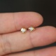 ROMANTIC925纯银镀18K金正方形菱形锆石耳钉女拧螺丝设计防过敏