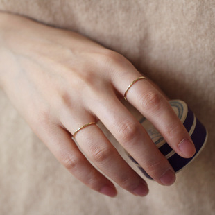 ROMANTIC素~S925银镀14K金光圈素圈细戒指简约高级感经典百搭指环