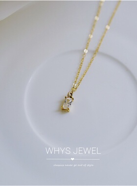 法式优雅小方钻通体925银项链