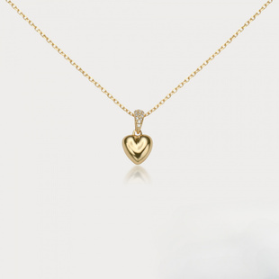 ROMANTIC925纯银镀18K金爱心锆石锁骨链送女友礼物夏项链轻奢小众