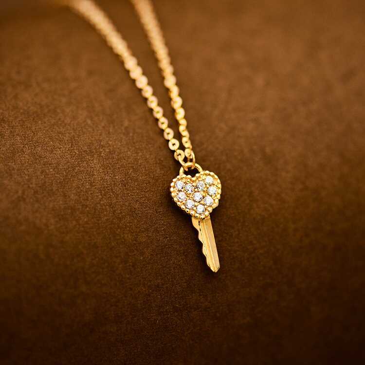 通体纯银钥匙项链新款气质个性