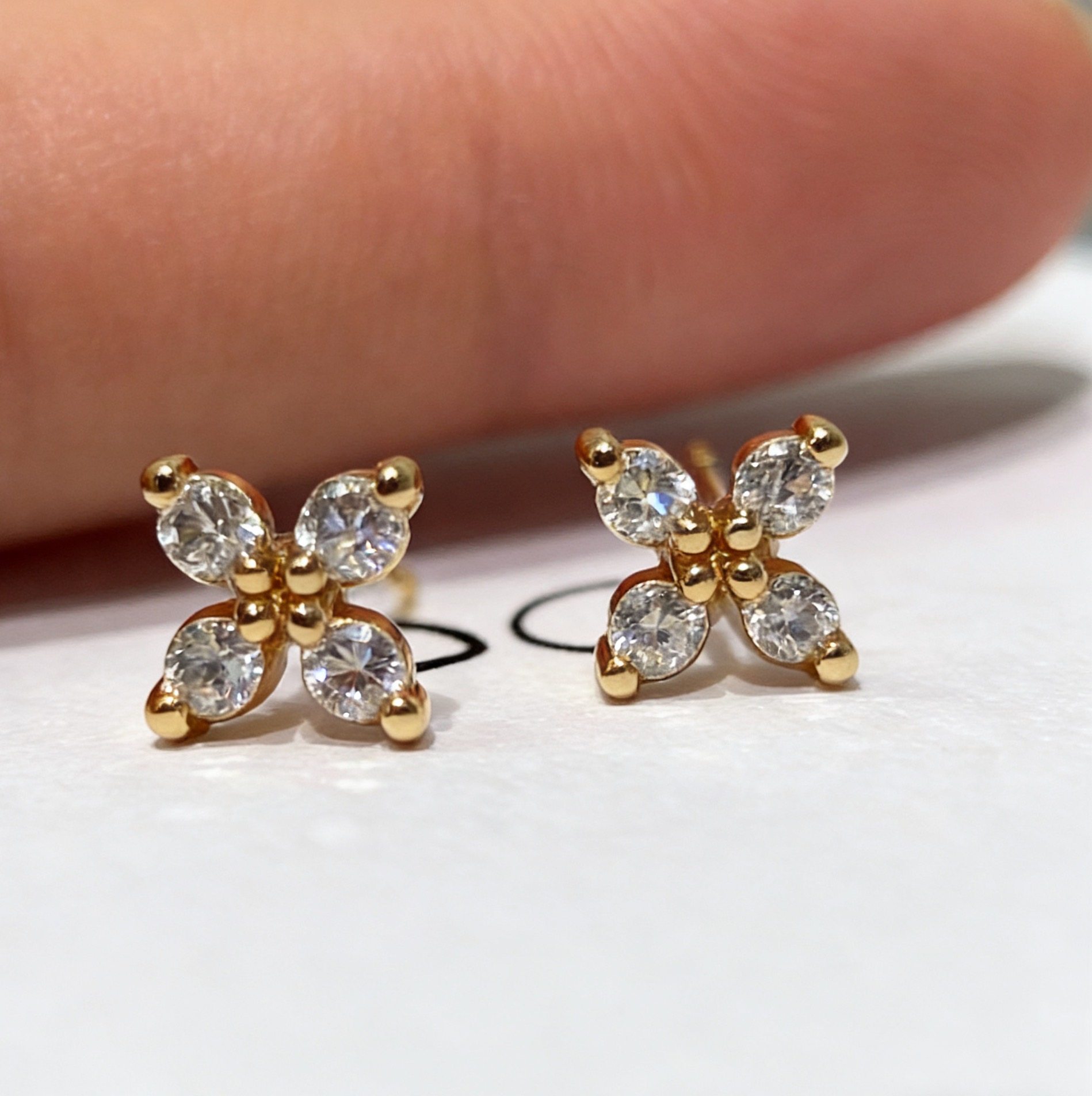 ROMANTIC巨好看~S925纯银镀18k金四叶花小耳钉轻奢小众百搭耳饰女,饰品/流行首饰/时尚饰品新,银饰耳饰,淘宝优惠券,粉丝福利购,淘宝优惠卷