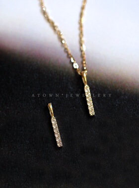 一字坠925纯银项链迷你一字棍