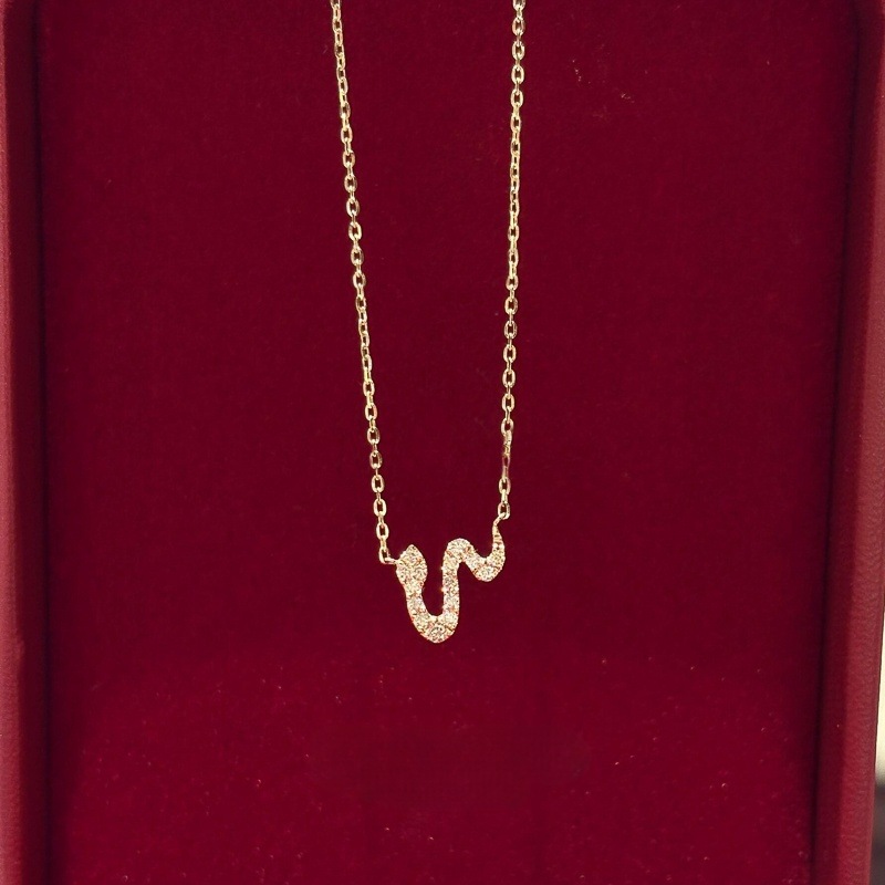 本命年锆石满钻蛇吊坠项链锁骨链