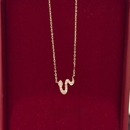 本命年锆石满钻蛇吊坠项链锁骨链