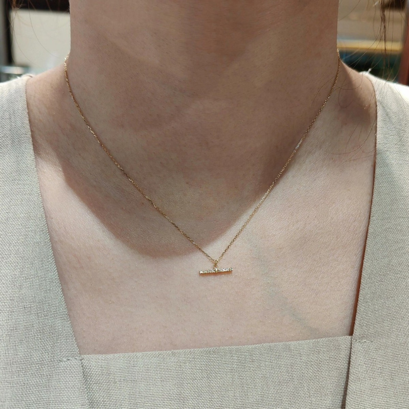 小巧精致平衡木满钻项链锁骨链女