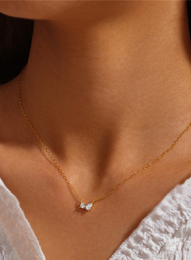 闪钻吊坠项链女ins风极简锁骨链