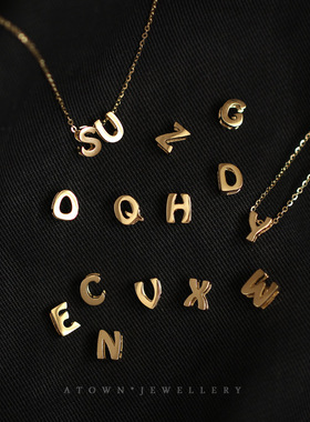 925纯银项链吊坠可爱迷你英文