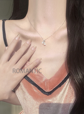 甜美气质珍珠项链女纯银锁骨链