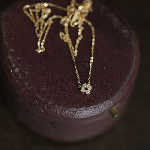 ROMANTIC925纯银迷你十字小花日系项链精致感简约锁骨链通勤百搭