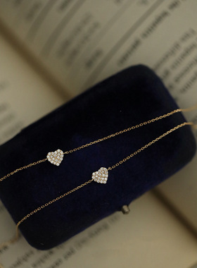 ROMANTICs925银爱心可调节手链女小众设计感日系百搭叠戴闺蜜礼物