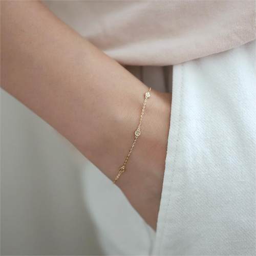 小圆盘日系百搭精致小巧细手链女