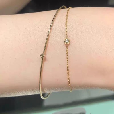 925纯银单颗锆石迷你极细手链女