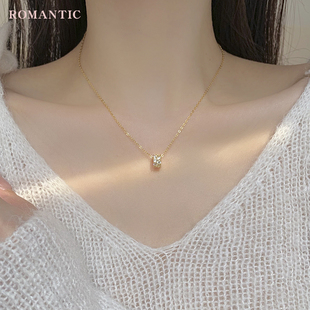 ROMANTIC满钻转运珠项链女高级设计感小众S925纯银锁骨链轻奢精致