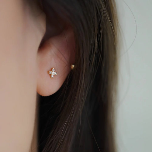 迷你十字架精致螺丝耳钉睡觉免摘