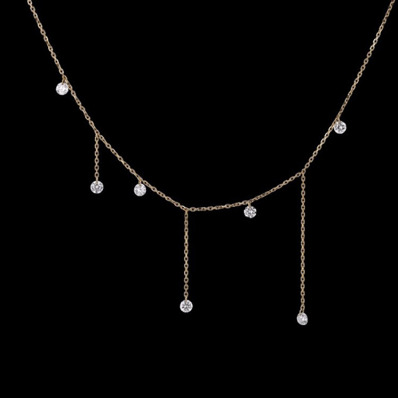 打孔锆石流星雨项链锁骨链气质款