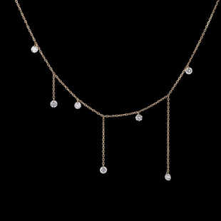 ROMANTIC流星雨 S925纯银镀18K金打孔锆石流星雨项链锁骨链气质款