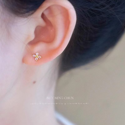 小粉花温柔精致纯银耳钉女百搭