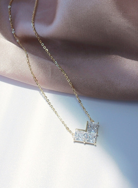 925纯银镀金爱心吊坠项链女小众