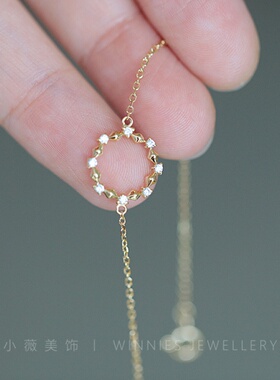 ROMANTICs925纯银镀14K金手链女日韩版少女简约纤细气质百搭手环