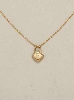 26个字母金锁极简吊坠项链锁骨链