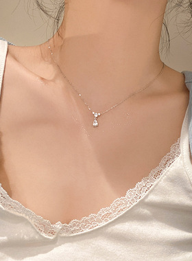 美人泪S925纯银项链女水滴锁骨链