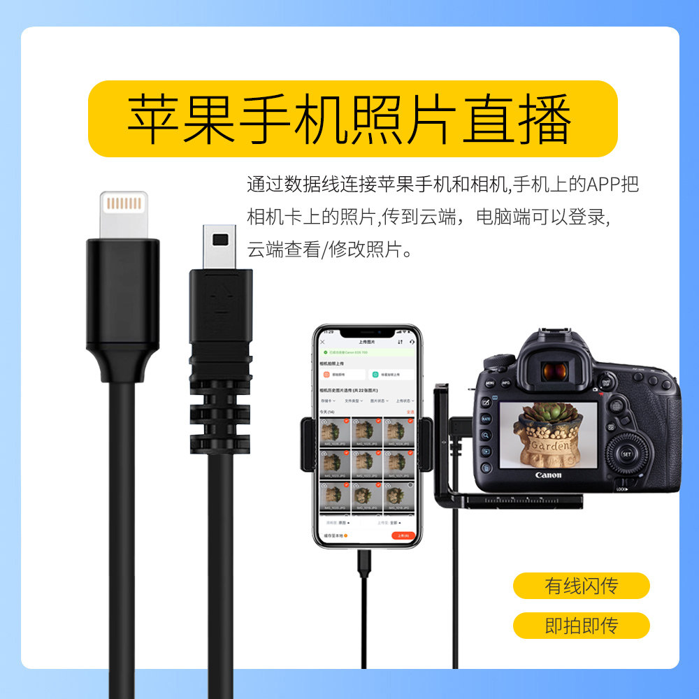 尼康相机D3200 D750数据线D7100 D7200 Df苹果手机喔图照片直播线