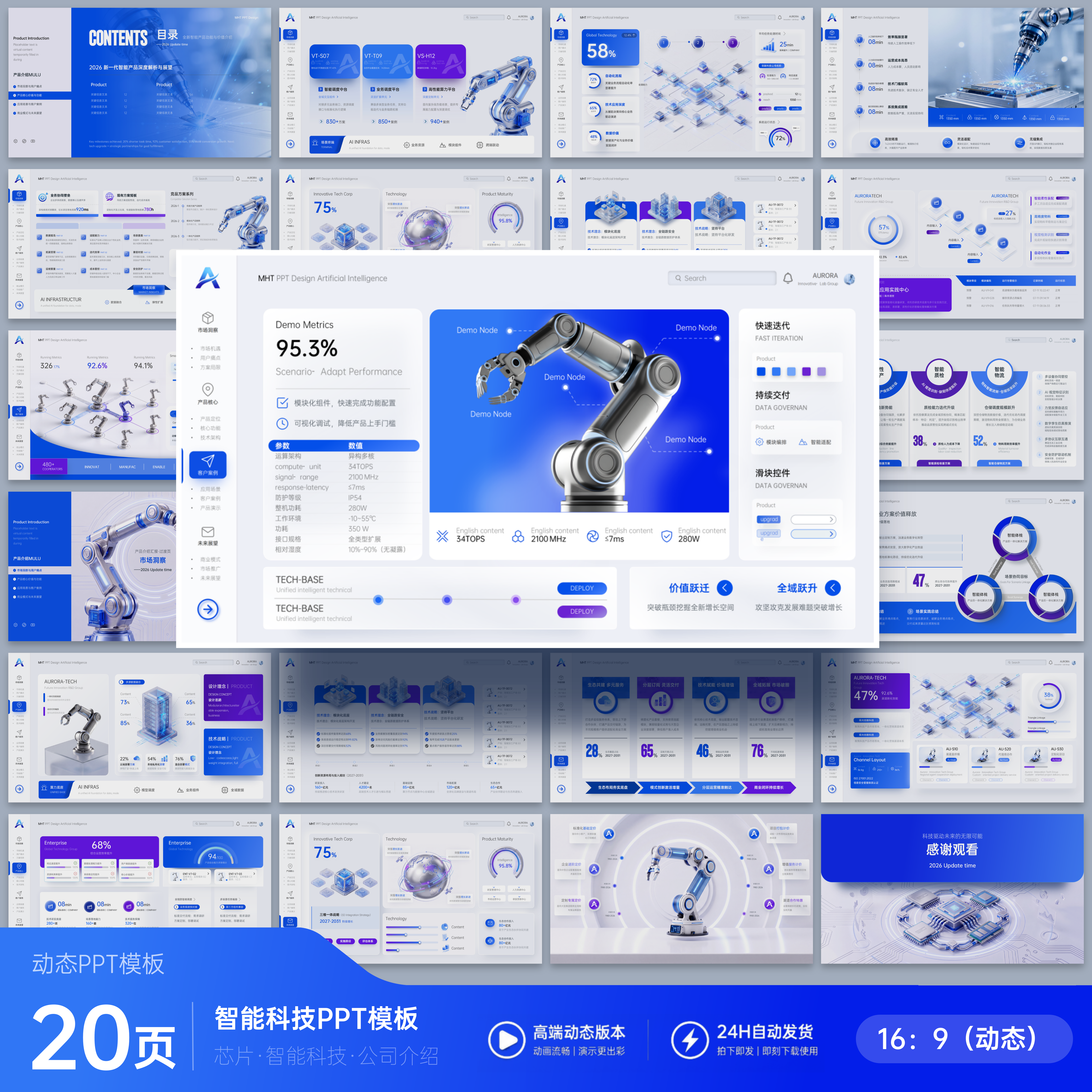 【22页】科技智能企业PPT模板/产品介绍 商业计划 工作汇报/动态图片
