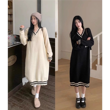 特大码胖mm针织连衣裙女2024秋冬新款梨型身材加厚长款打底毛衣裙