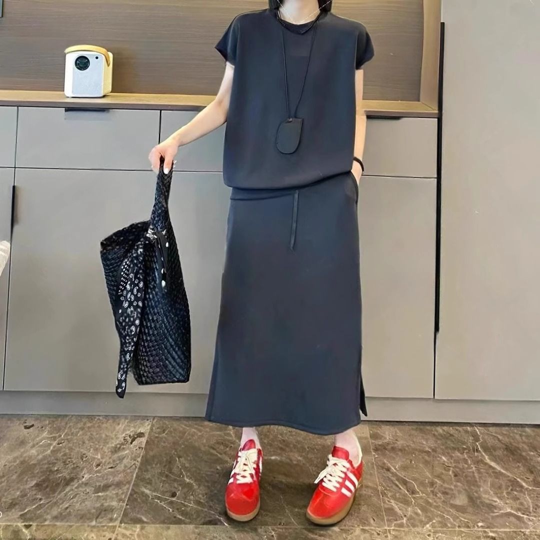 大码胖mm高级感时尚气质欧系套装女2025夏季显瘦洋气半身裙两件套