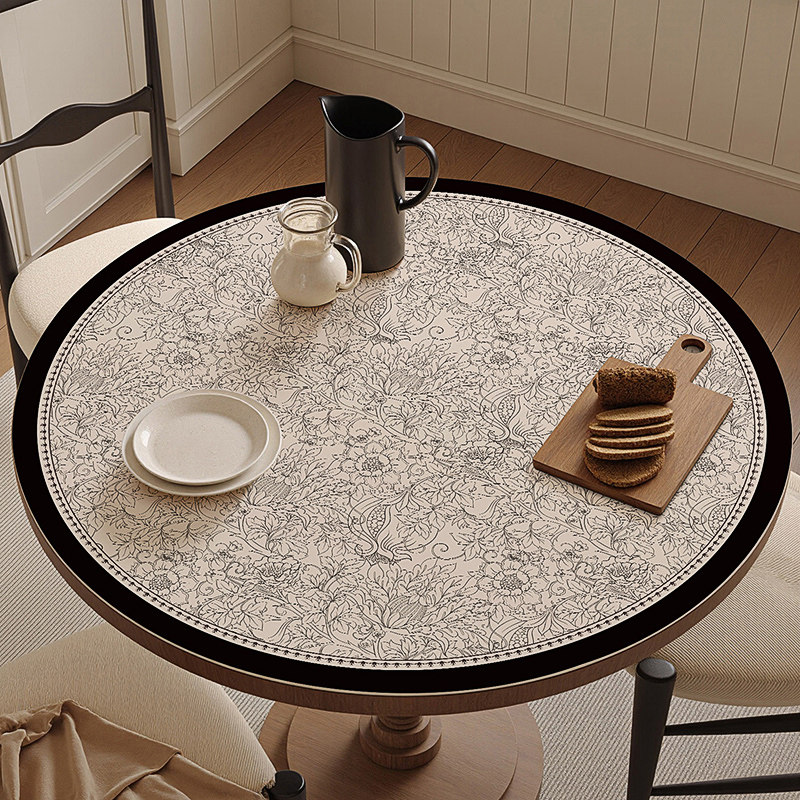 春华秋实法式复古皮革圆桌餐桌垫高级感家用防水防油防烫隔热垫子,居家布艺,桌布,淘宝优惠券,粉丝福利购,淘宝优惠卷