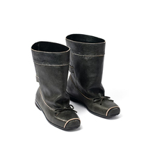 设计感堆堆短靴女新款小众ins潮方头牛皮套筒增高open休闲靴子