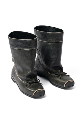 设计感堆堆短靴女新款小众ins潮方头牛皮套筒增高open休闲靴子