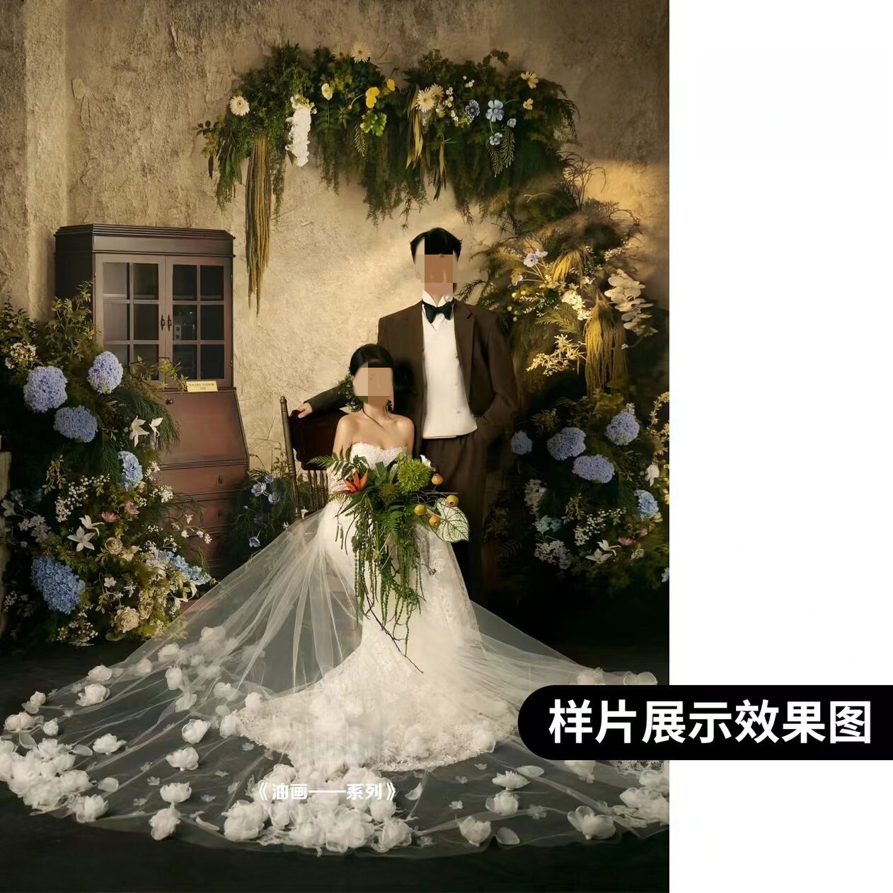 南法式复古油画肌理影楼背景布
