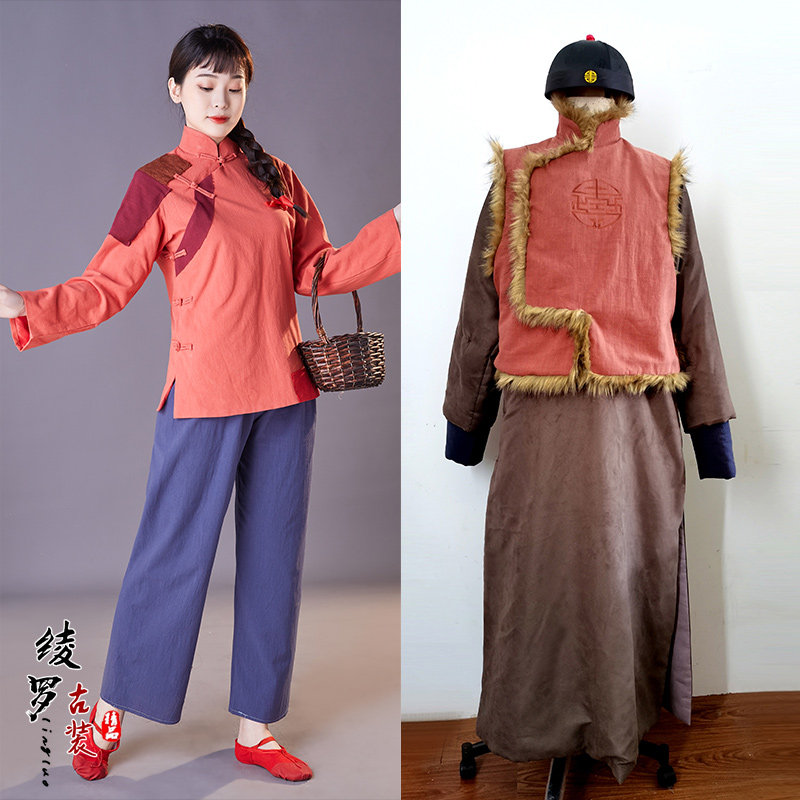 影视古装白毛女黄世仁同款舞台剧话剧演出服剧组群演九儿村姑汉服
