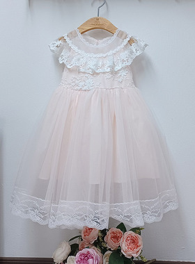 2024夏款韩国正品童装Saut de Lange女孩公主蕾丝礼服连衣裙洋装