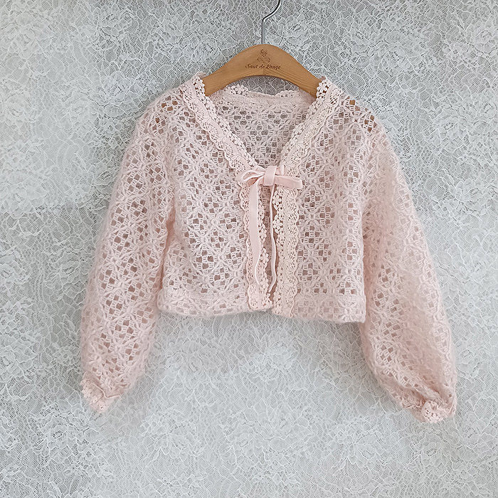 2024秋季韩国童装正品代购Saut de女童公主蕾丝时尚宝宝开衫外套