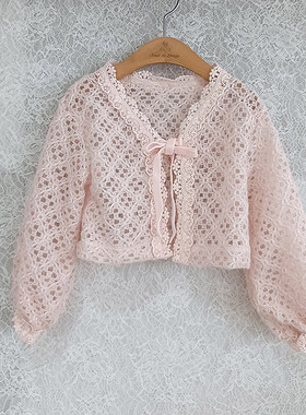 2024秋季韩国童装正品代购Saut de女童公主蕾丝时尚宝宝开衫外套