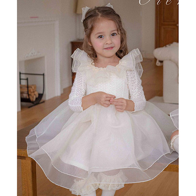 2025秋季韩国正品童装OREN女童白雪公主甜美荷叶领连衣裙洋装