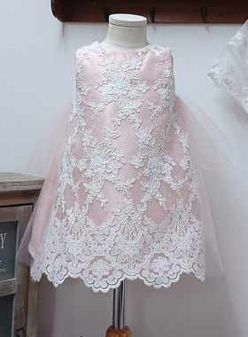 2024夏款韩国正品童装Saut de Lange公主蕾丝礼服背心连衣裙洋装