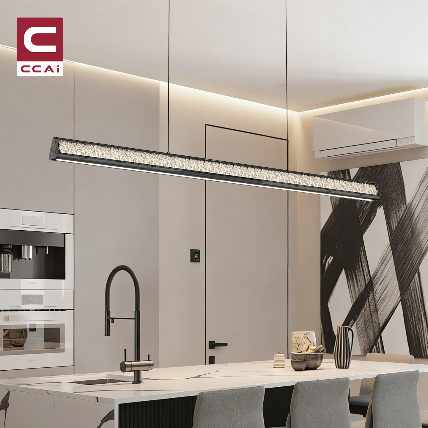 出彩意式极简餐厅吊灯黑色轻奢高级感一字长条餐桌饭厅护眼吊线灯,家装灯饰光源,餐厅吊灯,淘宝优惠券,粉丝福利购,淘宝优惠卷