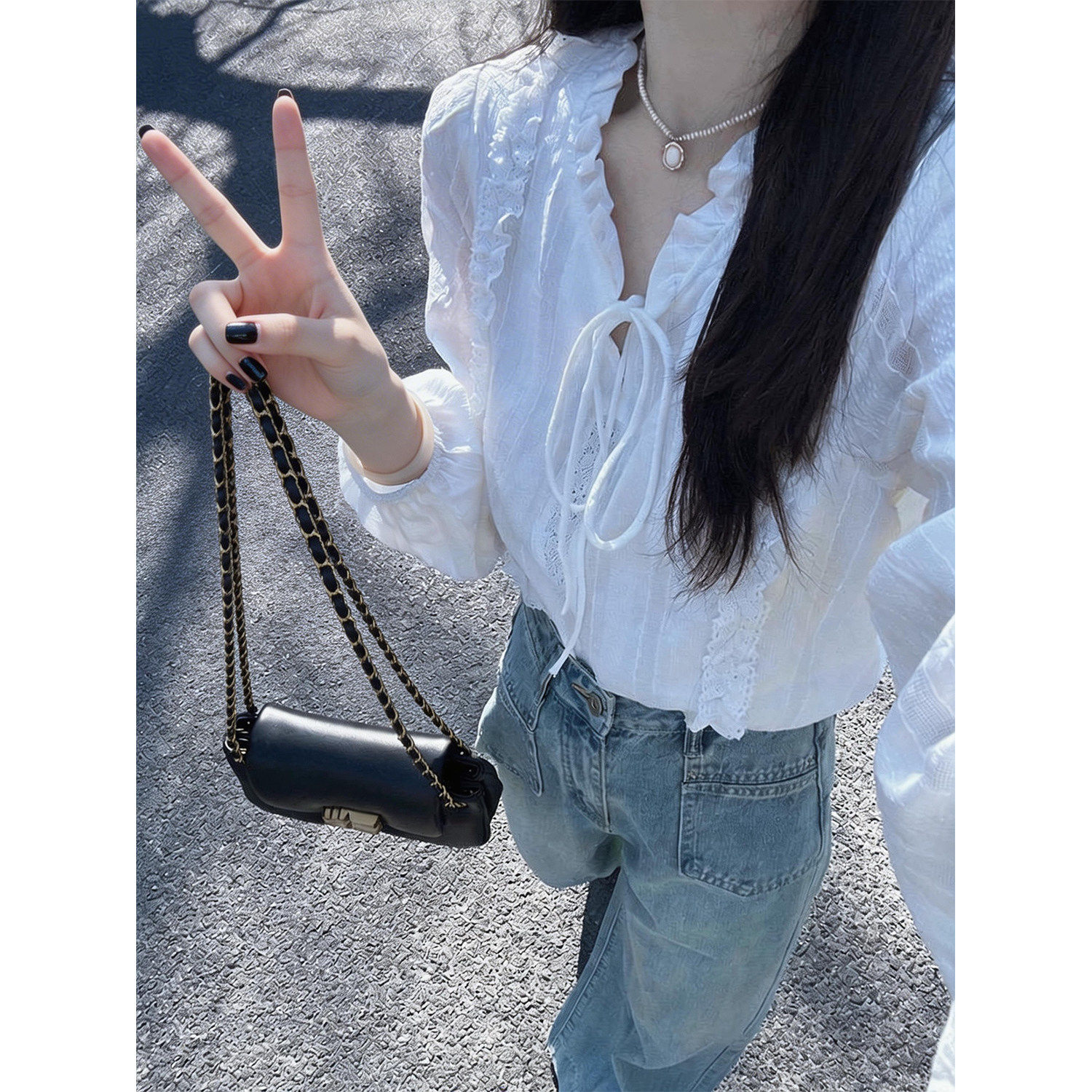 白色衬衫女2026春夏穿搭新款法式长袖衬衣小个子巨好看设计感上衣