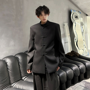 新中式盘扣中山装春秋款立领垫肩西装外套中国风夹克小西服男女款