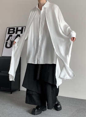 男很仙网红长款飘逸衬衫风衣