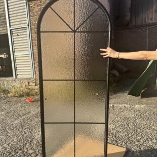 法式隔断玻璃窗复古拱形屏风落地铁艺假窗客厅玄关遮挡透光隔断窗