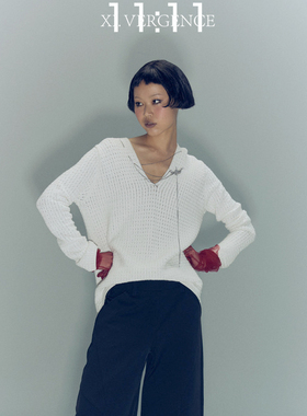 XI.VERGENCE新中长款可脱卸金属彼岸花项链装饰甜美毛衣